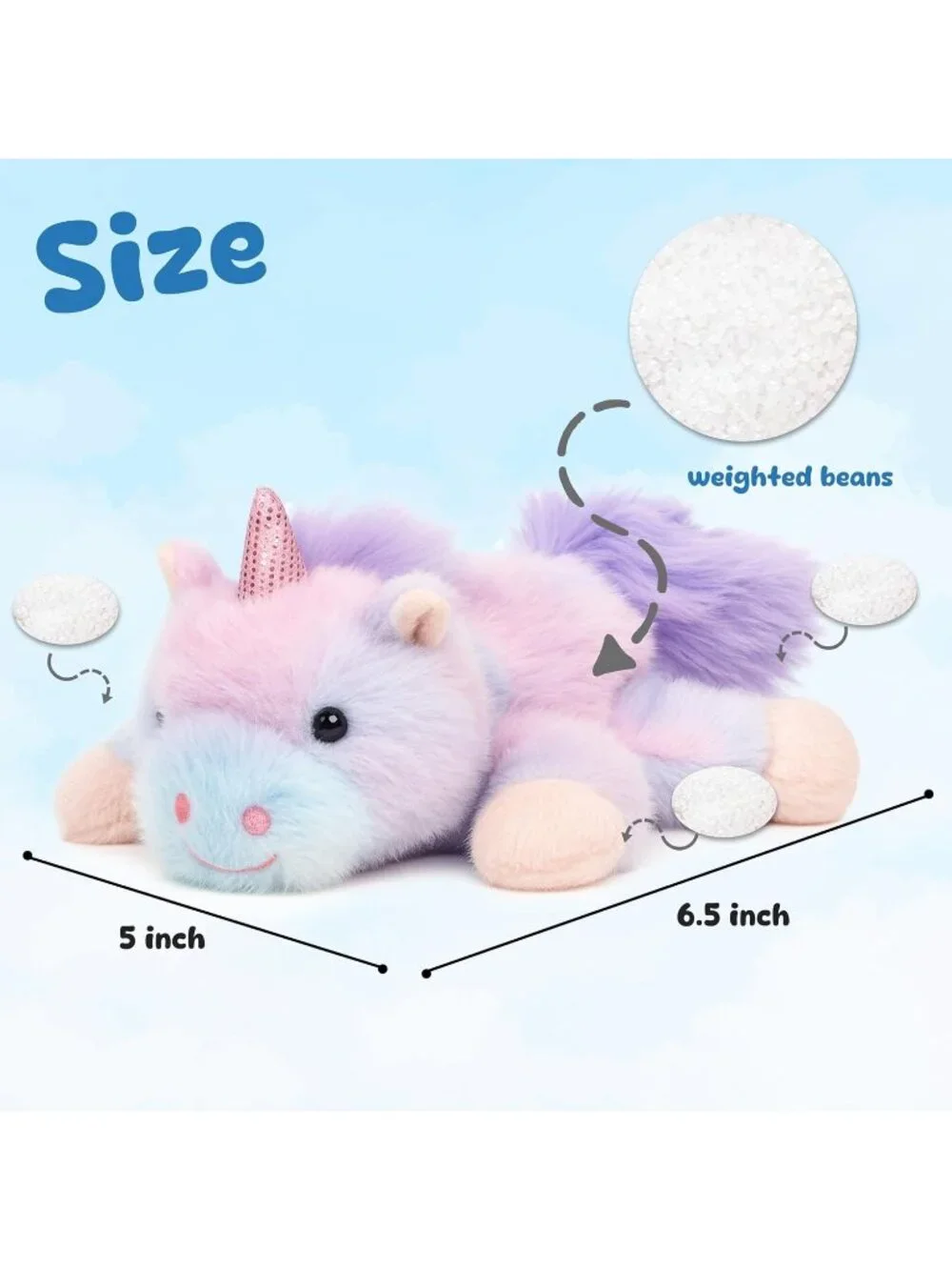Purple Rainbow Unicorn Plush Stuffed Animal Cute Pocket Size Gift for Kids